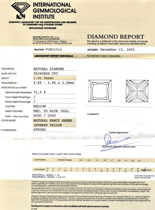 Foto 9 - 1,01ct Princess Diamant Natürliche Zitronenfarbe, D5691