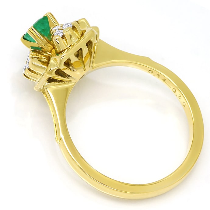 Foto 3 - Diamantring mit Smaragd und Brillanten aus 14K Gelbgold, Q0245