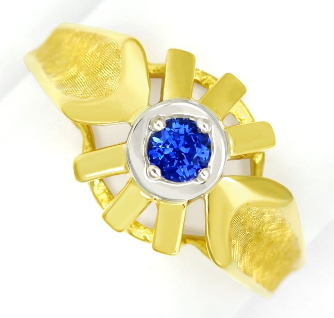 Foto 2 - Blauer Spitzen Saphir in Designer-Ring 14K Bicolor Gold, Q0470