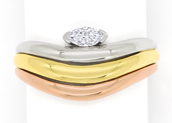Foto 1 - Diamantring mit 0,15ct Diamant Navette in Tricolor Gold, S1513